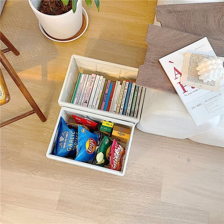 ホワイトとウッドのブロック収納BOX【Mサイズ】