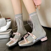 【一部即納】細編みリボンソックス