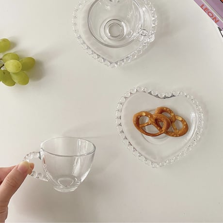クリアデコレーションハート カップ&ソーサー