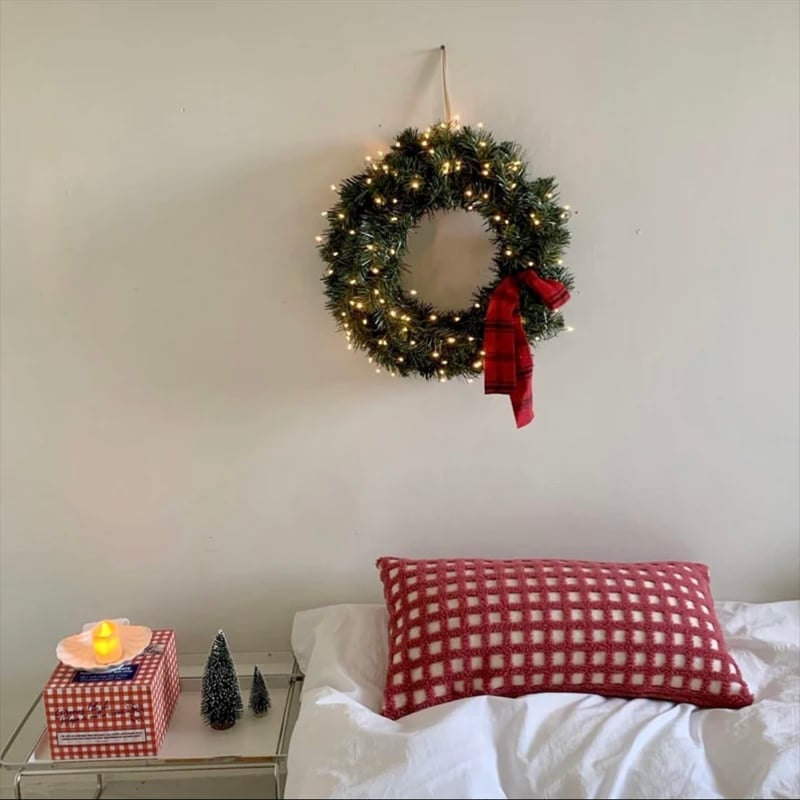 ⭐️可愛い⭐️電飾リボンクリスマスリース⭐️特大50cm強 Amazon.co.jp: SCLYX クリスマスリース 40cm オーナメント付