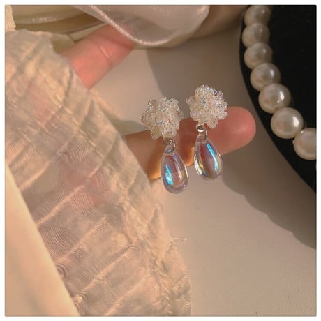 クリスタルローズ  ピアス/イヤリング