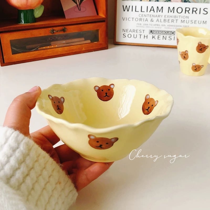 民藝ハンドメイド 陶器 ボウル クリーム色 食器・キッチン用品