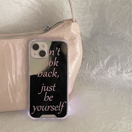 レタリングpinkミラーiPhoneケース"just be yourself"