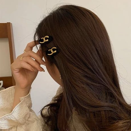 【即納】クロスCベロアヘアクリップ