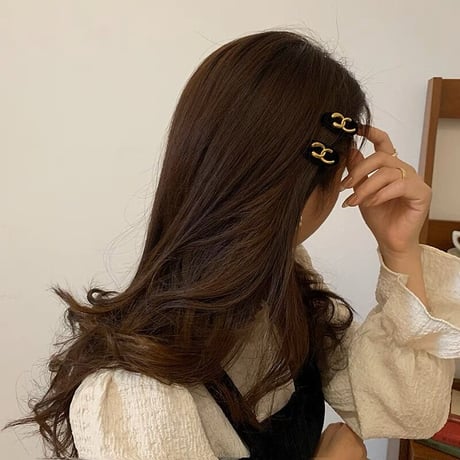 【即納】クロスCベロアヘアクリップ
