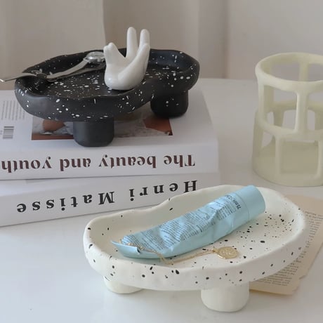 【一部即納】陶器のマーブル模様のアクセサリートレイ