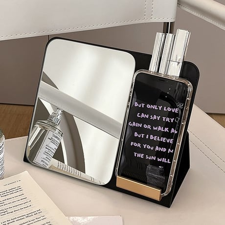 収納付きスマホスタンドミラー