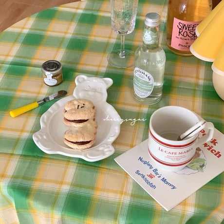 ライムグリーンのチェッククロス