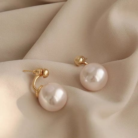 シルバー925:シンプルパール＆ゴールドピアス