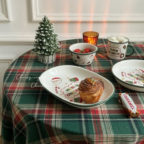 【一部即納】クリスマスチェックのテーブルクロス