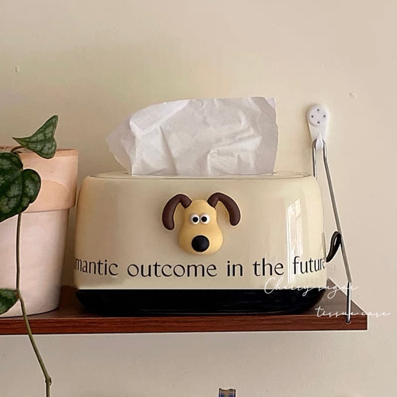 My dog クリームイエローティッシュケース | Cherry Sugar