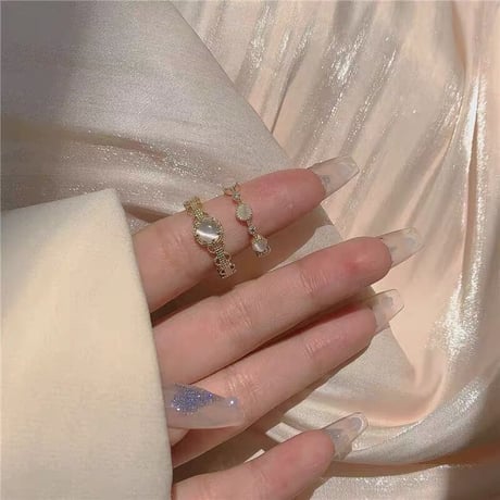 ホワイトオパールリングセット