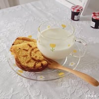 チューリップとお花のクリアカップ&ソーサー