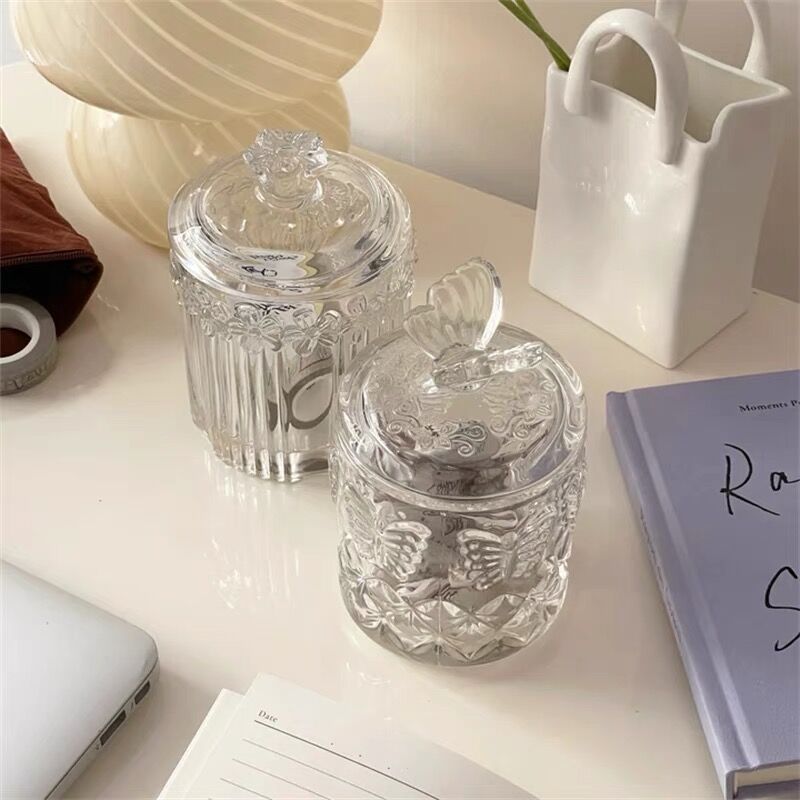 蝶々と小花のガラス収納ケース | Cherry Sugar