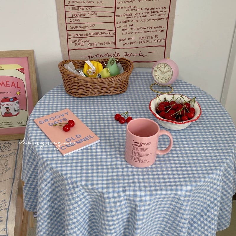 パステルカラーのチェックテーブルクロス | Cherry Sugar