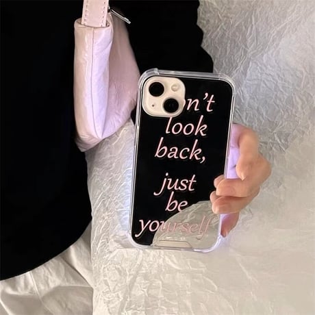レタリングpinkミラーiPhoneケース"just be yourself"
