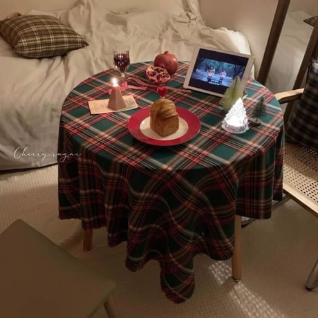 【一部即納】クリスマスチェックのテーブルクロス