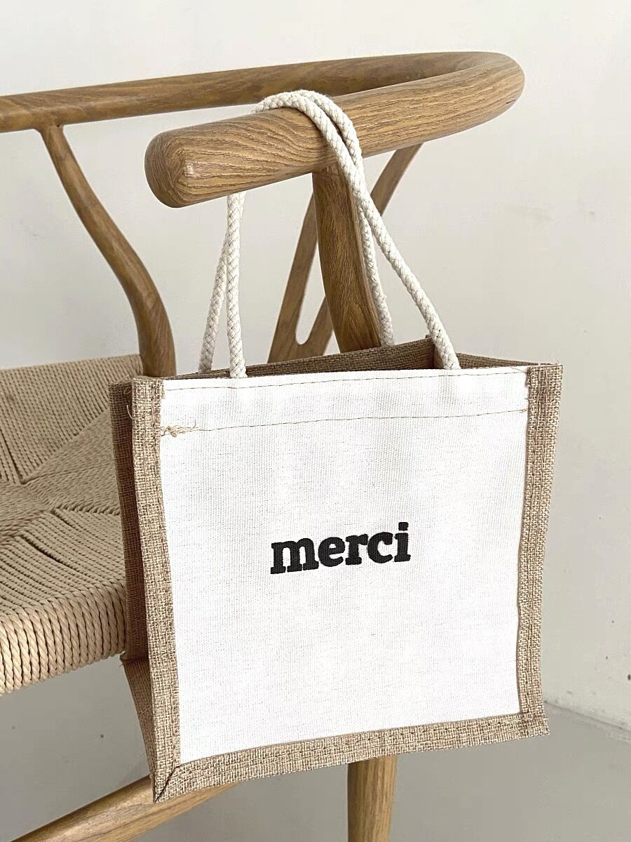 新作★Merci★ キャンバス ショッピング バッグ Mサイズ 送関込 merciサマーキャンバスバッグ | Cherry Sugar