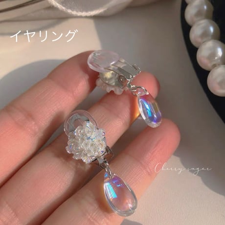 クリスタルローズ  ピアス/イヤリング