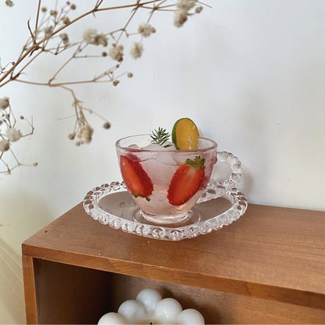 クリアデコレーションハート カップ&ソーサー
