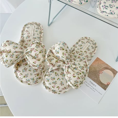 【一部即納】ビンテージフラワーribbonルームシューズ