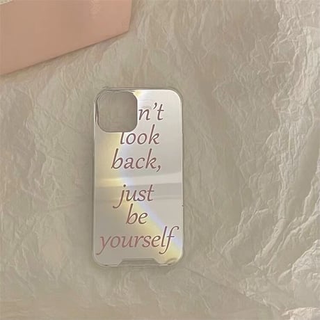 レタリングpinkミラーiPhoneケース"just be yourself"