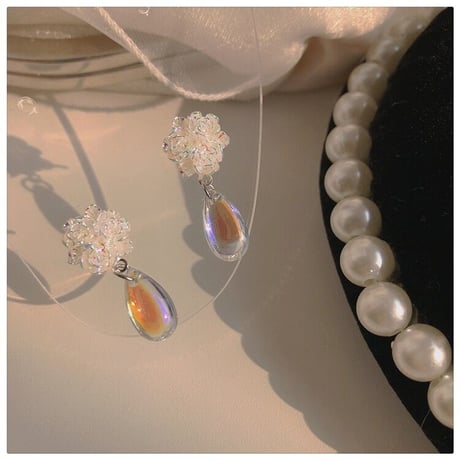 クリスタルローズ  ピアス/イヤリング