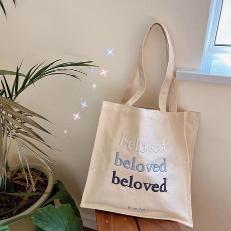 刺繍レタリングトートバッグ"beloved"