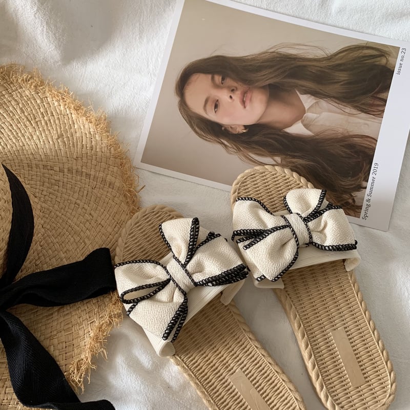 モノトーンなフレンチリボンサンダル | Cherry Sugar