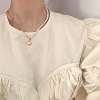 パール&ゴールド ドッキングハートネックレス