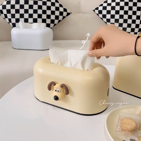 My dog クリームイエローティッシュケース