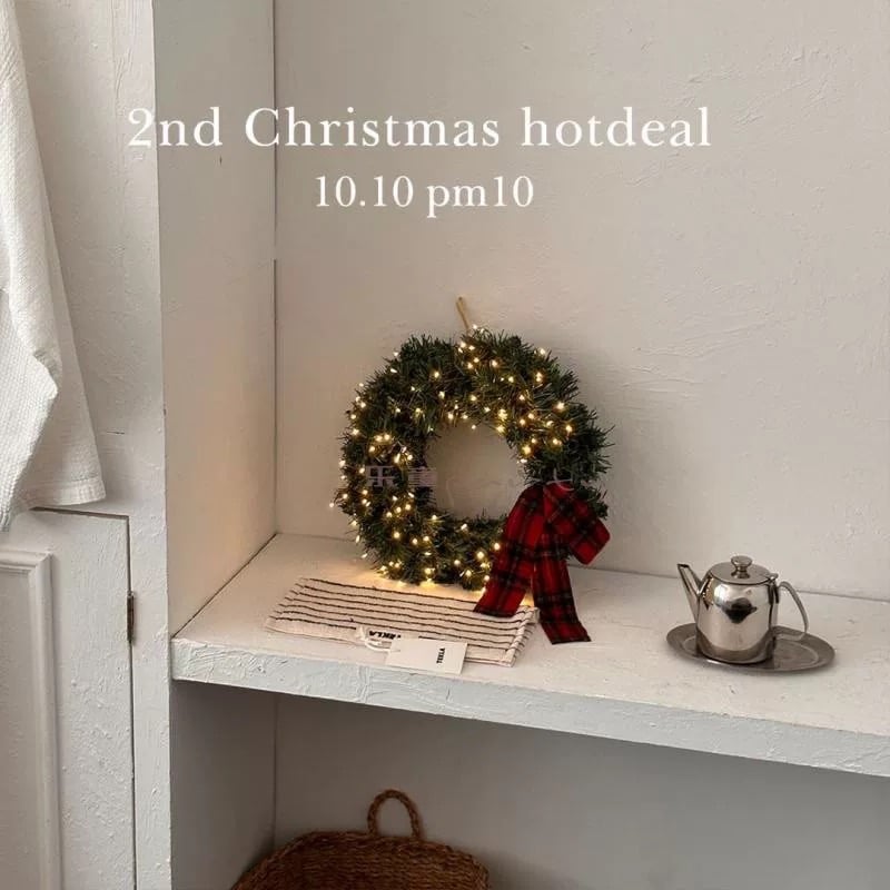 ⭐️可愛い⭐️電飾リボンクリスマスリース⭐️特大50cm強 ⭐️可愛い⭐️電飾リボンクリスマスリース⭐️特大50cm強