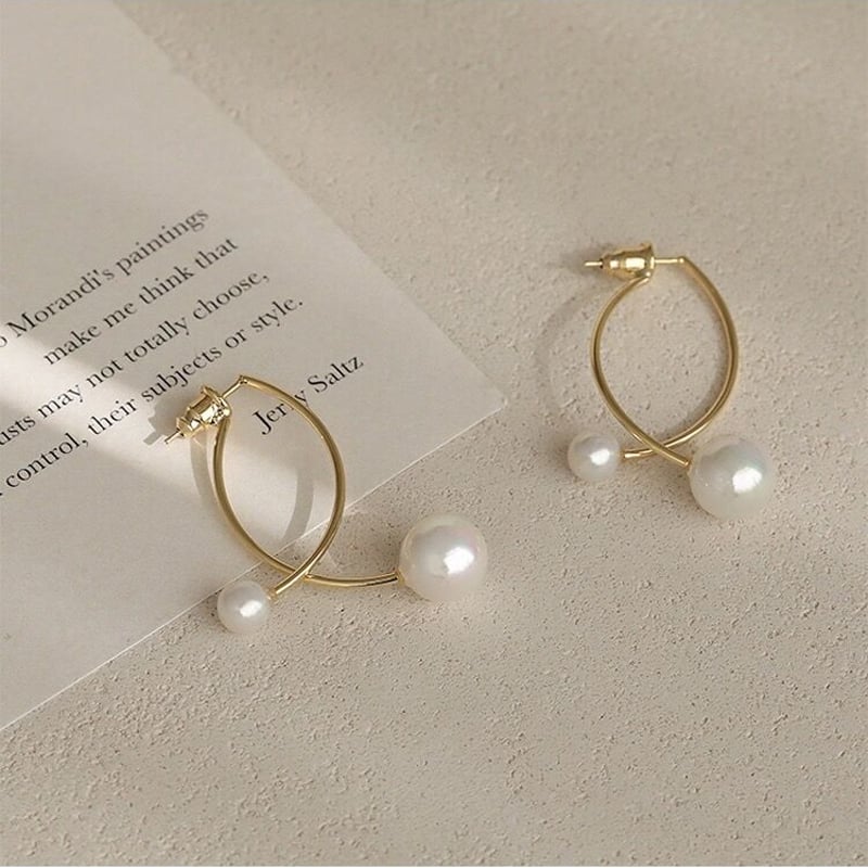 シルバー925:パールゴールドフープピアス | Cherry Sugar シルバー925:パールゴールドフープピアス | Cherry Sugar
