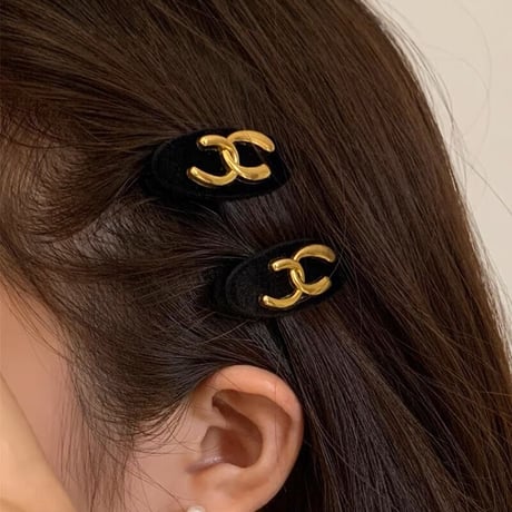 【即納】クロスCベロアヘアクリップ