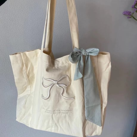 【即納】刺繍リボントートバッグ