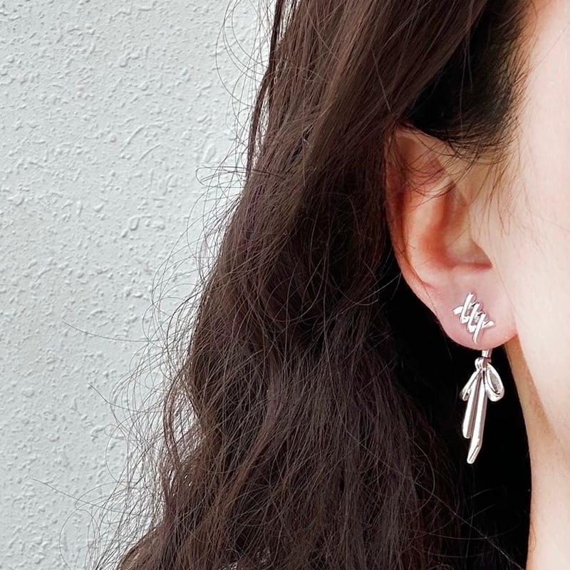 シルバー編み上げリボンピアス | Cherry Sugar