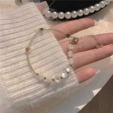 ホワイトオパールゴールドブレスレット
