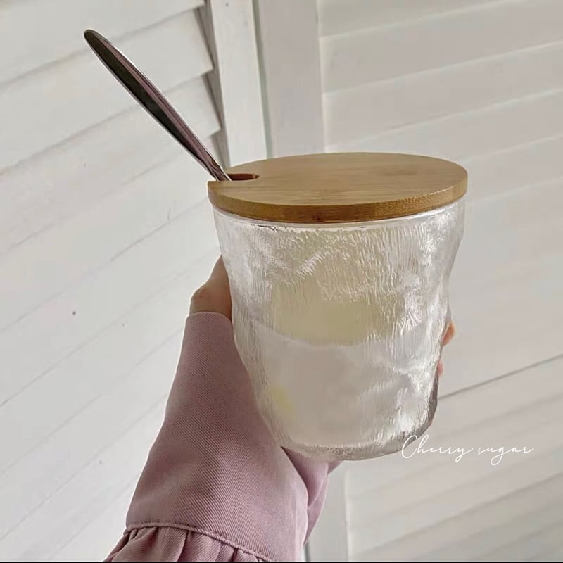 フロストグラスと蓋+ガラスストローset | Cherry Sugar フロストグラスと蓋+ガラスストローset | Cherry Sugar