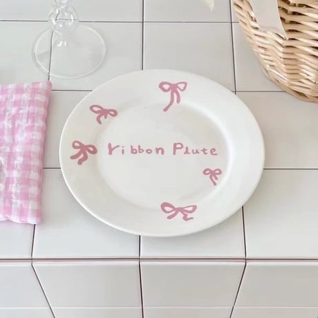 vintage plate ❀ ギンガムチェック oval プレート(b) vintage plate