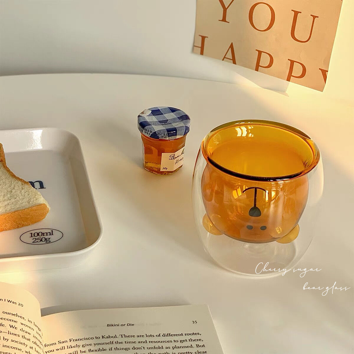 くまさんのクリアカフェグラス | Cherry Sugar