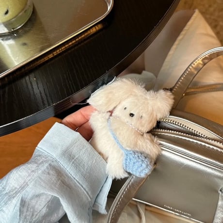 【即納】小さなふわふわリボンうさぎのチャーム