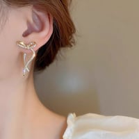 【一部即納】ビジューリボンピアス