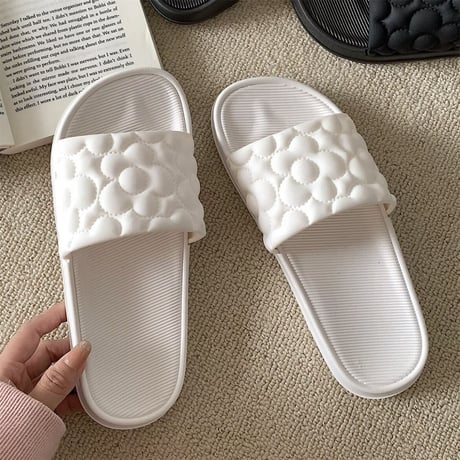 フラワーモノトーンシンプルルームシューズ