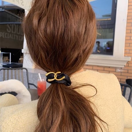 【即納】クロスCブラックヘアシュシュ
