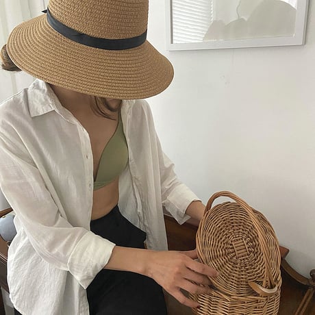 シンプルリボンのストローハット