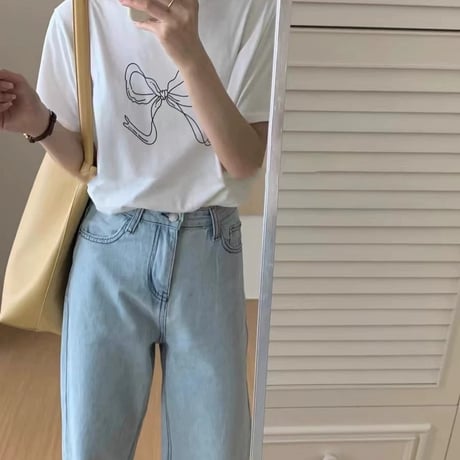 【即納】ホワイトリボンTシャツ