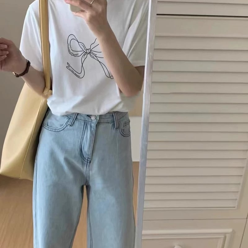 ohga BACK RIBBON T-shirt ホワイト　リボン　Tシャツ BACK RIBBON T-shirt | OHGA