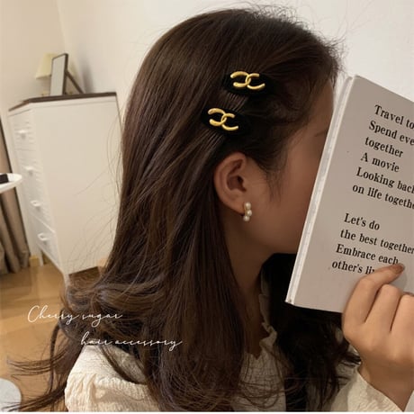 【即納】クロスCベロアヘアクリップ