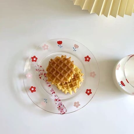 チューリップとお花のクリアカップ&ソーサー