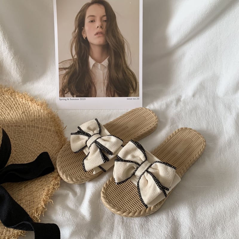 モノトーンなフレンチリボンサンダル | Cherry Sugar